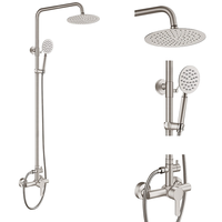 Robinet de salle de bain thermostatique mural moderne en acier inoxydable 304 à poignée unique avec pommeau de douche pluie et barre coulissante pour appartement