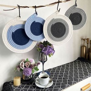 Sous-plats ronds en coton résistants à la chaleur, dessous de verre, sets de table pour usage domestique, support pour casseroles chaudes, cuisson et pâtisserie - Product Image 1
