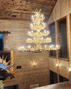 アメリカンスタイル鹿の角シャンデリア リビングルーム ロフト用 大型樹脂製鹿のペンダントライト ファームハウス ビッグハンギング照明器具 - Product Image 2