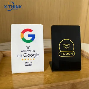 NFC Menu Qr Code Google Review Acrylic Nfc Stand Touchless Nfc Display To Scan For google review 13.56mhz Menu Stand