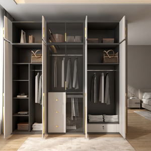 Armario Moderno con Puertas de Vidrio, Diseño con Bisagras, Espacio de Almacenamiento Colgante, Ahorro de Espacio, Mueble de Dormitorio Fácil de Montar, Armario con Cerradura - Product Image 4