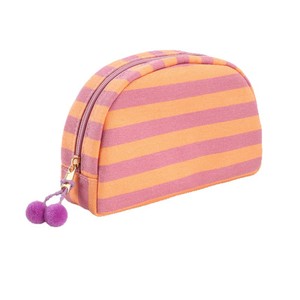 Nouvelle trousse de maquillage à rayures tendance, sac de rangement portable en toile avec fermeture éclair, trousse de toilette simple pour femmes, voyage - Product Image 3