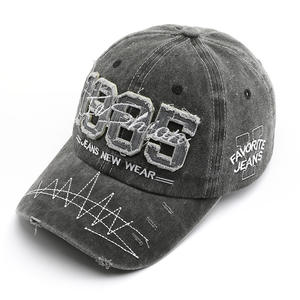 Moda Hip Hop eğilim beyzbol şapkası s özel nakış logosu yıkanmış <span class=keywords><strong>Vintage</strong></span> sıkıntılı kap 6 Panel beyzbol şapkası - Product Image 3