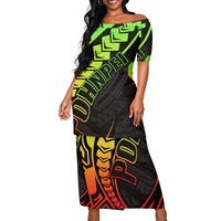 Vêtements des îles d'Asie et du Pacifique, Pohnpei Puletasi, imprimé tribal polynésien, ensembles de robes élégantes sur mesure pour femmes, grandes tailles