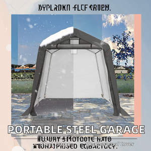 Abri de <span class=keywords><strong>garage</strong></span> portable robuste pour voitures, vélos, motos, VTT, structure en acier, bois traité sous pression, abri de rangement extérieur naturel - Product Image 2