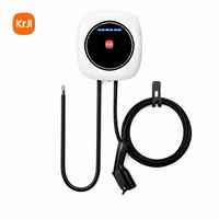 KRJI Nouveau chargeur EV portable 7kW/22kW pour la recharge à domicile avec connecteur NACS Prise EU 3 broches Monophasé 32A 200-220V
