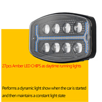 Phare de travail LED moderne 10'' avec faisceau haut/bas, DRL ambre, lentille noire, 10-48V, feux de route, projecteur pour 4x4, camion, SUV, tout-terrain