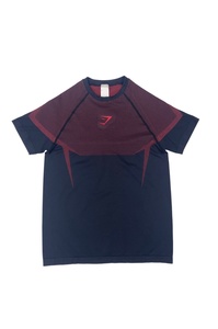 T-shirt sportif à manches courtes pour homme avec motif color block, séchage rapide, coupe ajustée, col rond, en polyester tricoté - Product Image 2