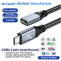 Cable de Extensión USB4 Tipo-C Macho a Hembra ULT-unite, Transferencia de Datos de 40 Gbps, Suministro de Energía de 240 W, Garantía de 12 Meses, Uso en Computadora