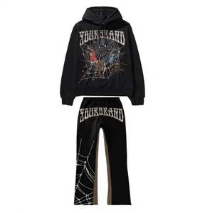 Suéter de lujo de talla grande, sudaderas con capucha Vintage, 100% de algodón, Unisex, calle alta, bordado desgastado, Graffiti, chándales sueltos - Product Image 4