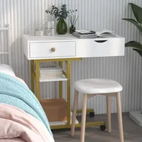 Mini coiffeuse Chambre à coucher Flip Mobile Petite table de maquillage en bois massif