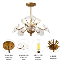 Lustre suspendu à 3 lumières avec abat-jour en verre transparent en forme de fleur vintage pour balcon, chevet, restaurant