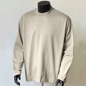 Camiseta de algodón de manga larga de gran tamaño diseño personalizado cuello redondo manga larga en blanco hombres Casual impreso de punto Unisex Camiseta de manga larga - Product Image 1