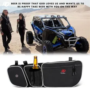 MOQ 2PCS CAM AM Maverick X3 Upper Door Bags With Knee Pad Cup Holder Mesh Pocket Good For Can Am Maverick X RS DS Max Turbo