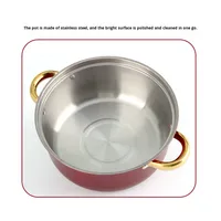 Marmite à soupe dorée à double anse, colorée, 12 pièces, en acier inoxydable série 400, design moderne, compatible tous feux, avec couvercle en verre