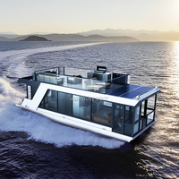 Maison flottante de luxe en aluminium Allhouse avec moteur hors-bord de 90 CV pour la pêche et les loisirs, capacité de 6 à 10 personnes