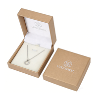 Boîte d'emballage de bijoux magnétique en carton brun portable, personnalisée, haut de gamme, imperméable, en matériaux recyclés, pour collier et bague