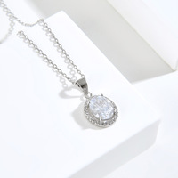 Collier ras du cou LUMIERE S925 en argent sterling, ovale taillé en forme de boîte, incrusté de zircon, multi-couches, électroplaqué, élégant pour femme de bureau