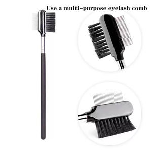 2-in-1 ポータブルまつげ眉毛ブラシセット 金属歯まつげコーム 再利用可能な眉毛ブラシ-環境に優しい多目的アイメイク - Product Image 2