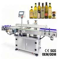 Machine d'étiquetage automatique pour bouteilles industrielles, imprimante d'étiquettes pour bouteilles plates, machine à appliquer des autocollants pour le vin et l'huile