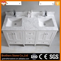 Plan de travail de salle de bain en granit noir Galaxy moderne avec double vasque blanche, tailles personnalisables, épaisseur 1,8-3 cm