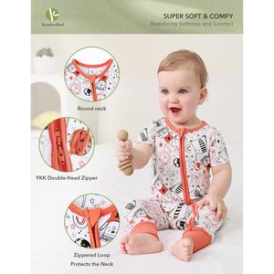 Mameluco de Bambú para Bebé, Unisex, Manga Corta, Ropa de Dormir, 3-24 Meses, Mono de Punto Transpirable - Product Image 2