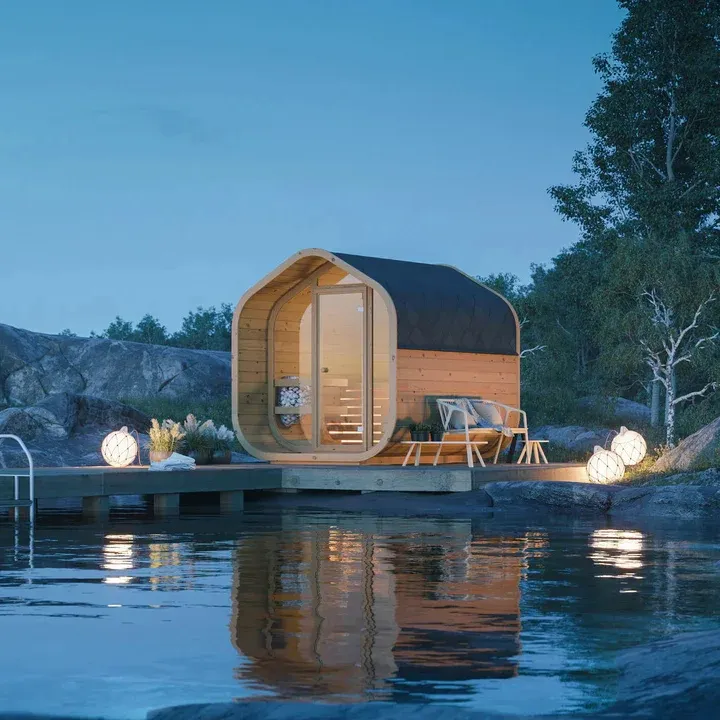 Nuevo juego de sala de vapor de sauna comercial al aire libre de madera de cedro rojo canadiense puro