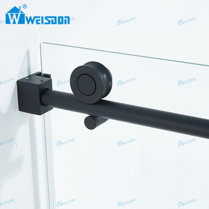 <span class=keywords><strong>Puerta</strong></span> de ducha de <span class=keywords><strong>baño</strong></span> de vidrio sin marco <span class=keywords><strong>deslizante</strong></span> individual de acero inoxidable negro mate personalizado Weisdon - Product Image 4