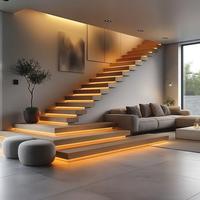 Escalier flottant moderne sur mesure CBMmart pour usage intérieur