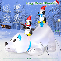 Ours polaire et pingouins gonflables de 7 pieds avec éclairage LED, décoration de Noël gonflable pour la cour, la pelouse, les fêtes en plein air, la maison