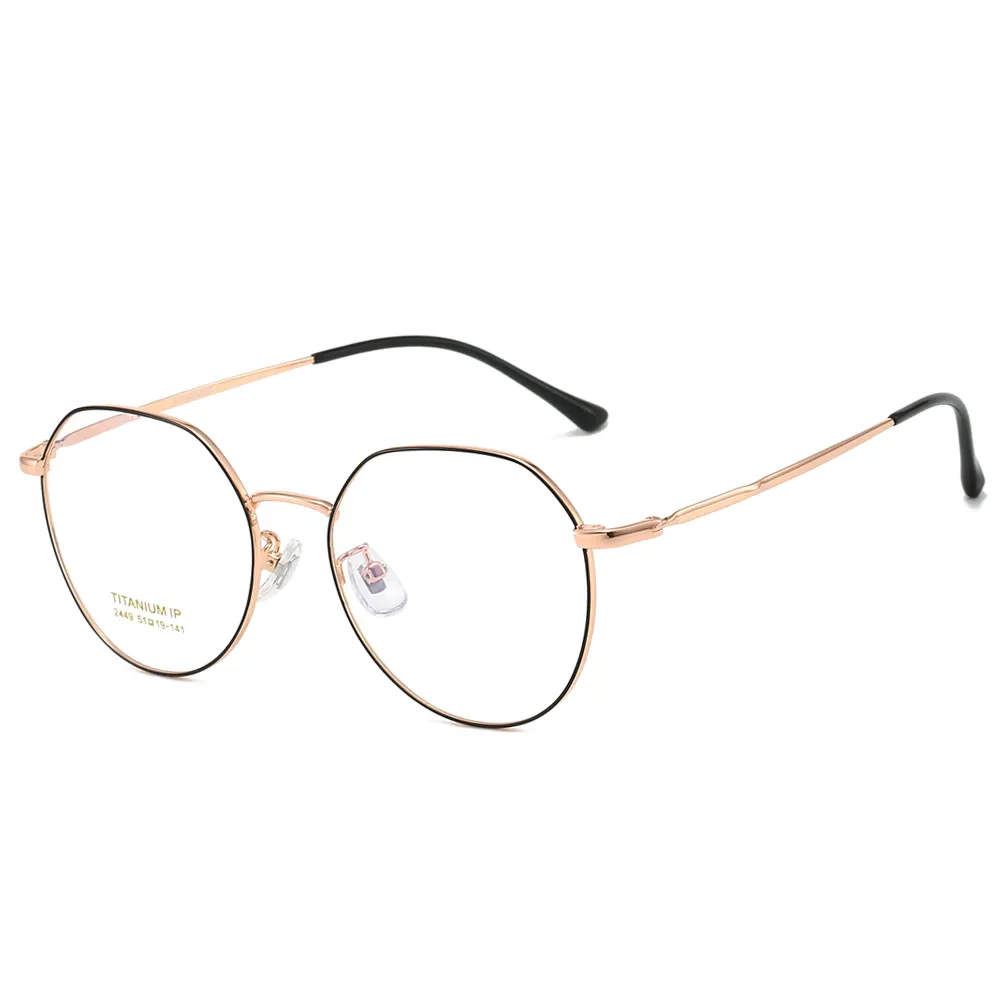FANXUN 2449 Unisex Retro Trend Eyeglasses New Beta Titanium Multilateral Round Fashion Design Frames