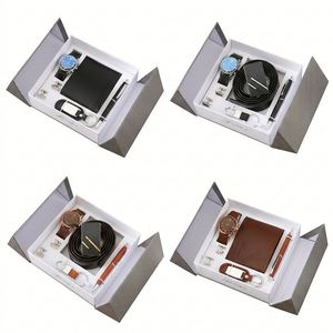 Factory Direct Men's Business Gift Set Wholesale Watch Wallet Belt Pen <b>Cufflinks</b> Keychain Gift Set Custom Logo Corporate Gift - Product Image 3