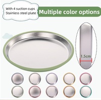 Assiette en silicone pour bébé sans BPA, non toxique, de qualité alimentaire, avec compartiments, ventouse, bol pour enfants, ensemble d'alimentation en acier inoxydable