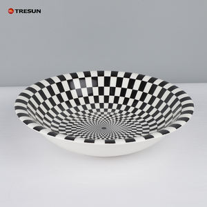 Juego de Vajilla Redonda de Cerámica Clásica a Cuadros Bico, en Blanco y Negro, para 4 Personas con Platos para Guarniciones - Product Image 4