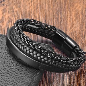 2024 New Design Wholesale Custom Genuine Leather Bracelet <b>for</b> <b>Men</b> Jewelry - Product Image 4