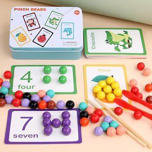 Giocattoli Educativi <span class=keywords><strong>Montessori</strong></span> per Bambini Abbinamento Colori Numeri Sviluppo Cognitivo Infilatura Perline in Legno per Matematica - Product Image 1