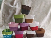 Petit panier en papier beige fait à la main pour plantes en corde Panier enroulé tissé pour pépinière Couverture de pot de fleur de bureau Organisation de la maison Sac livré