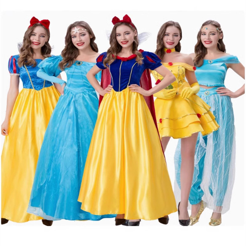 Disfraz De Blancanieves Con Vestido De Capa Y Tocado | Cosplay De Princesa De Cuento Para Mujer | Tallas S-4XL Para Halloween Y Carnaval
