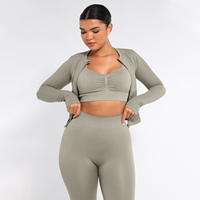 Vractive – Ensemble de sport 2 pièces pour femme : Leggings froncés légers, sans coutures, taille élastique, pour la gym et l'entraînement