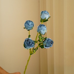Vintage 5 têtes brûlées à la main Roses en soie exquise fleur artificielle décor maison mariage fête des mères noël intemporel - Product Image 6