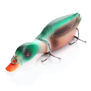 Venta directa de fábrica de topwater flotante doble articulado cebos 3D ojo pato gran pesca señuelos para bass / pike / musky - Product Image 1