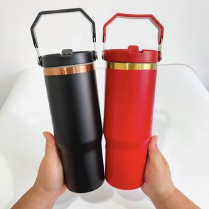 Leak Proof Flip Straw Tumbler Stainless Steel Powder Coated Gold Copper Plated 30Oz Water Bottle With Lid - Product Image 3