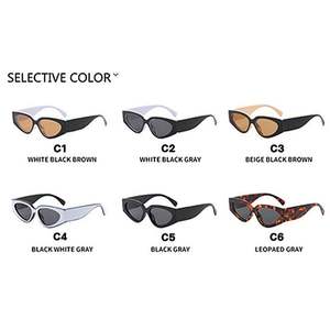 Gafas de Sol de Mujer con Logotipo Personalizado, Montura Pequeña Retro de Moda 2025, UV400, Diseño de Ojo de Gato con Parches en Blanco y Negro - Product Image 6