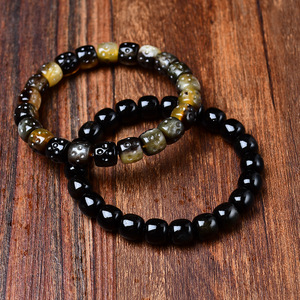 สร้อยข้อมือเชือกถักประดับกับลูกปัดจากกีบลาสีดำธรรมชาติ ตัดตรง สไตล์วินเทจ แบบวงเดียว CN - Product Image 2