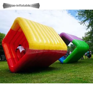 Outdoor inflatable human flip it square rolling interactive team building sport games for kids/adults