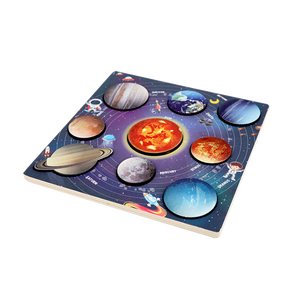 Jeu sensoriel imaginaire de l'espace extra-atmosphérique enfant en bas âge Montessori mobile planète nom jeu de société système solaire Puzzle en bois - Product Image 1