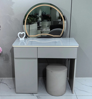 Meilleure vente 2026 : Coiffeuse moderne avec miroir LED et rangement pour chambre à coucher