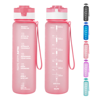 Bouteille d'eau 32oz/1000ml givrée personnalisée sans Bpa Tritan en plastique bouteille d'eau potable de sport bouteille d'eau de gymnastique motivationnelle