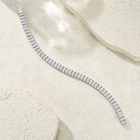 Bracelet Tennis en Moissanite en Argent Sterling 925, Taille Émeraude, Taille Échelle, Chaîne à Maillons Scintillants Radiants pour Femme, Bijoux