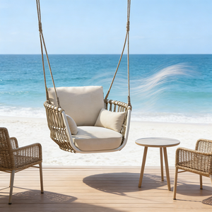 Fauteuil suspendu de balcon nordique, <span class=keywords><strong>hamac</strong></span> en corde tissée à la main, chaise suspendue pour jardin extérieur, villa, salon - Product Image 5